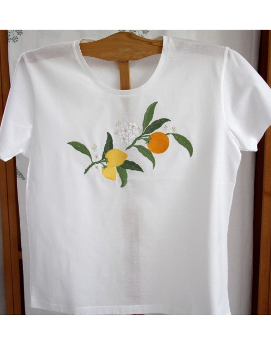 "Agrumes"(citrus fruits) embroidered t-shirt