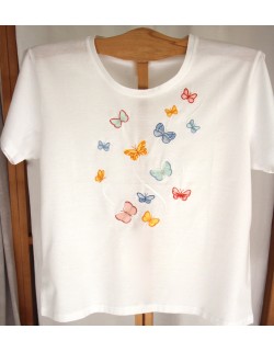 "Jardin Imaginaire" (Butterflies) embroidered t-shirt