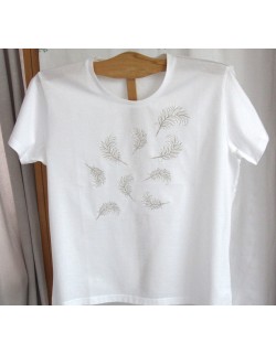 T-shirt classique brodé "Plumettes"
