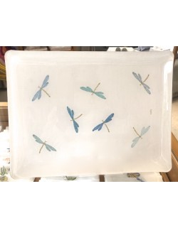 "Libellules" embroidered tray