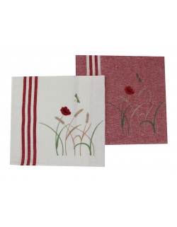 Torchon brodé "Prairie Fleurie"