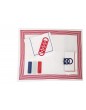 Set de table et serviette "Ambassade" version bleu blanc rouge