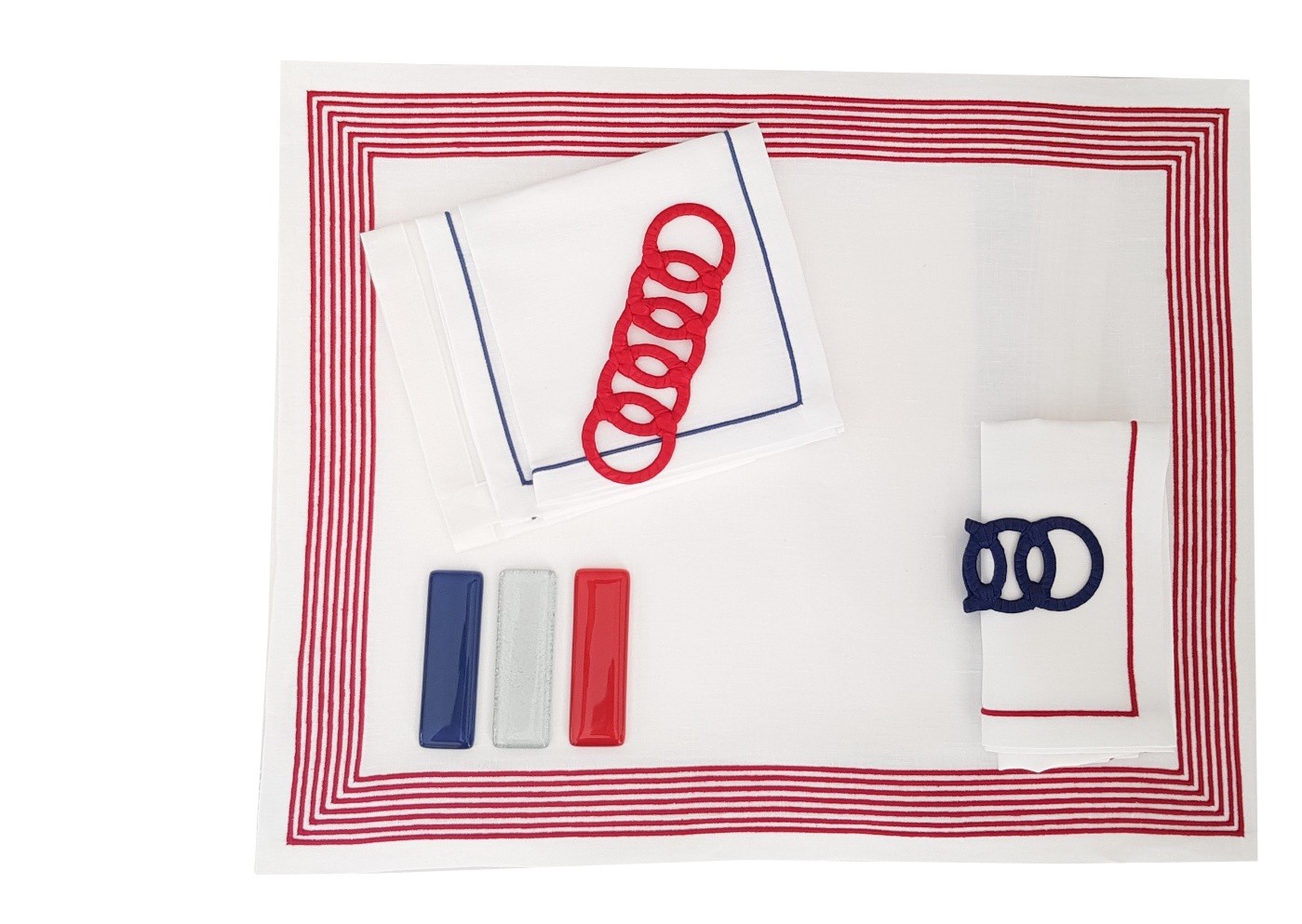 "Ambassade" blue, white and red  version - placemat and napkin