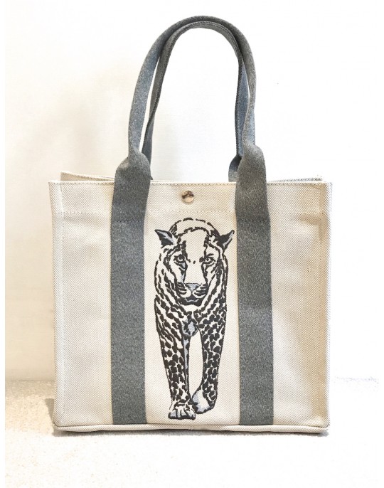 Embroidered  "Panthère" tote bag
