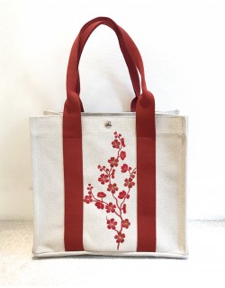 Embroidered  "Fleurs de pommier" tote bag