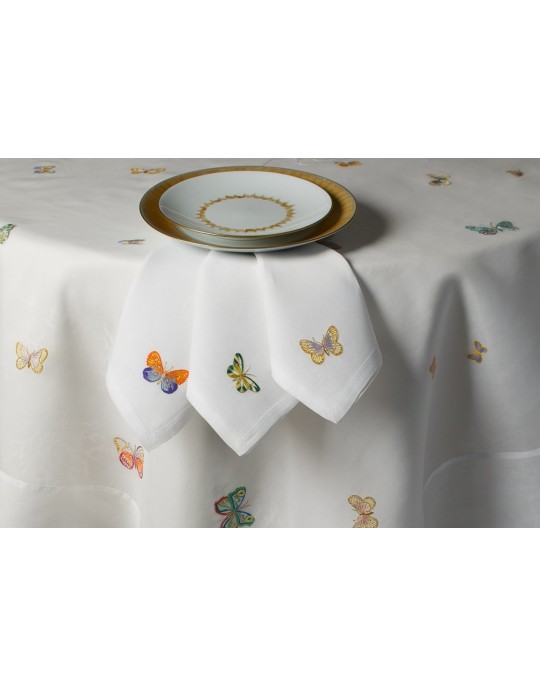 "Jardin Imaginaire" hand embroidered tablecloth