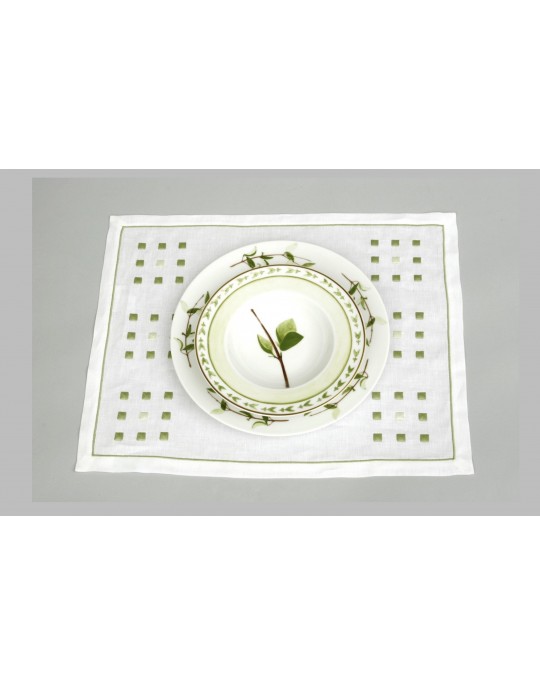 CARRE MAGIQUE VERT placemats and VERDURES plate (RAYNAUD) (exists in tablecloth)