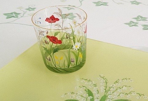 "Prairie fleurie" hand painted glass