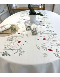 "Prairie Fleurie" embroidered tablecloth