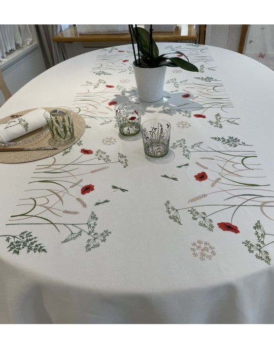 "Prairie Fleurie" embroidered tablecloth