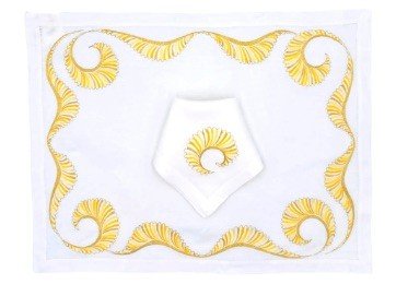 "Vagues" hand embroidered placemat  and napkin