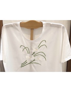 T-shirt de nuit brodé "Arums"