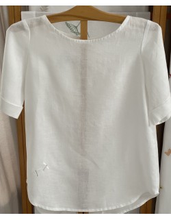 "Libellules" embroidered shirt in linen