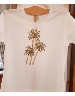 T-shirt classique brodé "Palm beach"