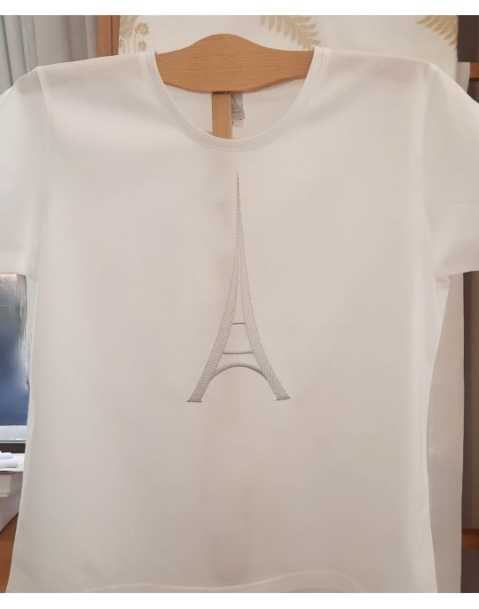 T-shirt classique brodé "Eiffel métal"