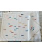 Set de table et serviette  "Lagon" - brodé main