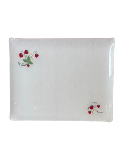 "Fraises" embroidered tray