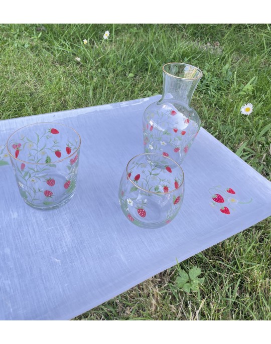 Verre "Fraises" peint à la main