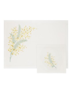 "Mimosa" - hand embroidered placemat and napkin