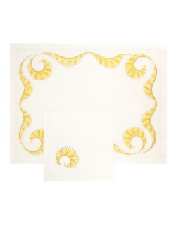 "Vagues" hand embroidered placemat  and napkin