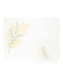 Set de table et serviette "Mimosa"- brodés main