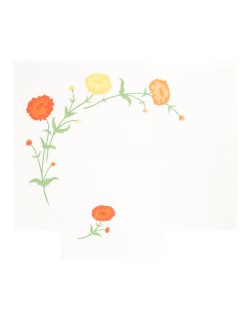 Set de table et serviette "Zinnias"  - brodés main
