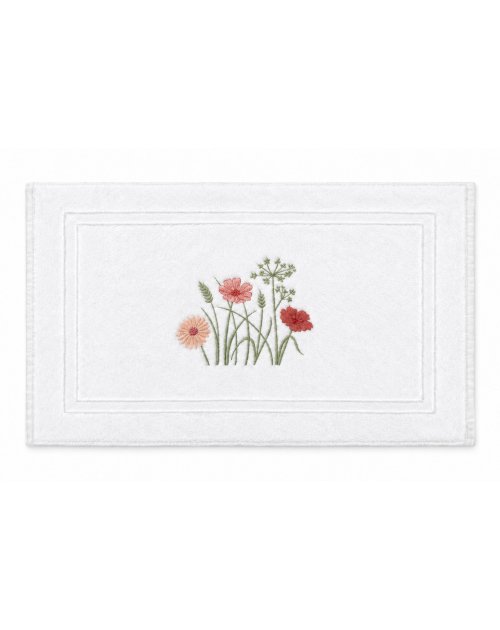 Tapis de bain brodé "Prairie Fleurie" - Noël Paris