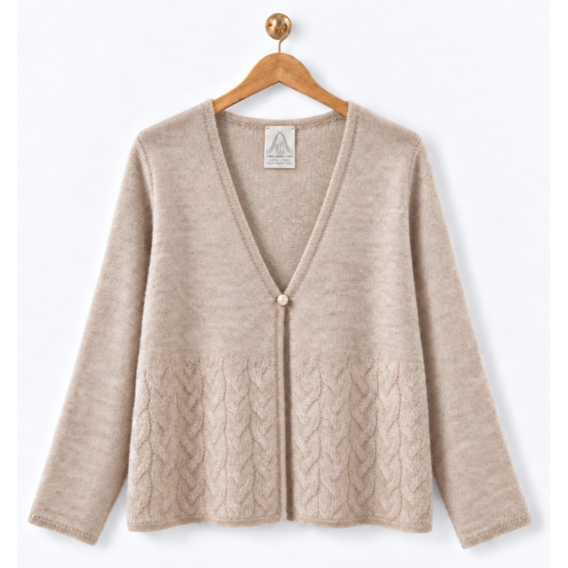 Beige Cashmere Bed Jacket – 100% Cashmere