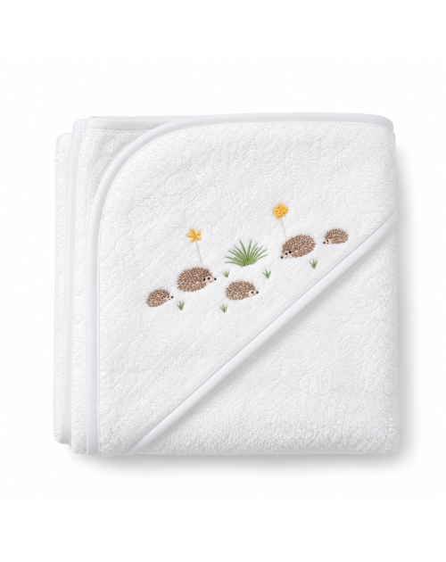 Hedgehogs embroidered bath towel with hood - Noël Paris