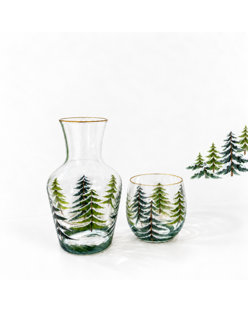 "Argentière" hand painted glass - Noël Paris