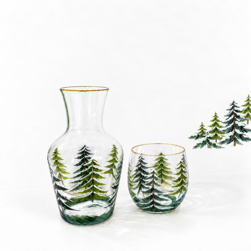 "Argentière" hand painted glass - Noël Paris