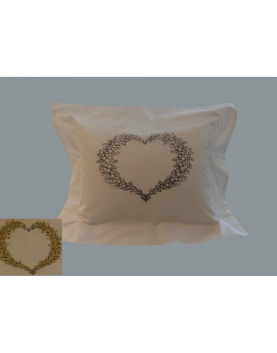 Taie de coussin à broder "Coeur de Mimosa"