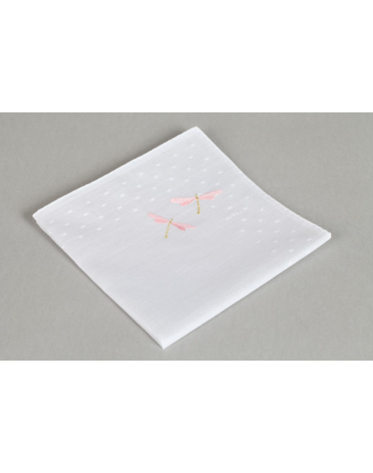 "Libellules" hand embroidered handkerchief