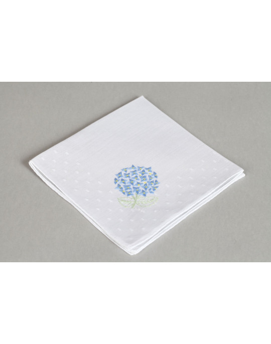 "Hortensia" hand embroidered handkerchief